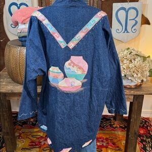 Vintage 90s Handcrafted Denim Embellished Duster